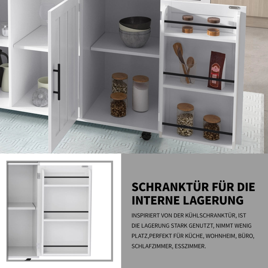 CARRELLO DA CUCINA 129x71x91,5 cm Bianco MDF con piano ribaltabile