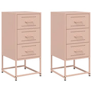 Set di 2 Comodini | Armadio da Notte | Mobiletto da notte Rosa 36x39x78 cm in Acciaio