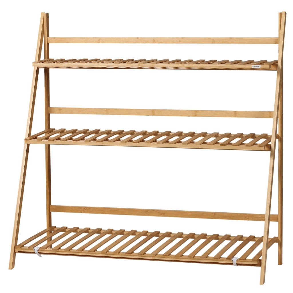 Scala per Piante in Bamb¨´ Pieghevole per Interni ed Esterni ¨C zephmum ¨C 100x39x97 cm Naturale
