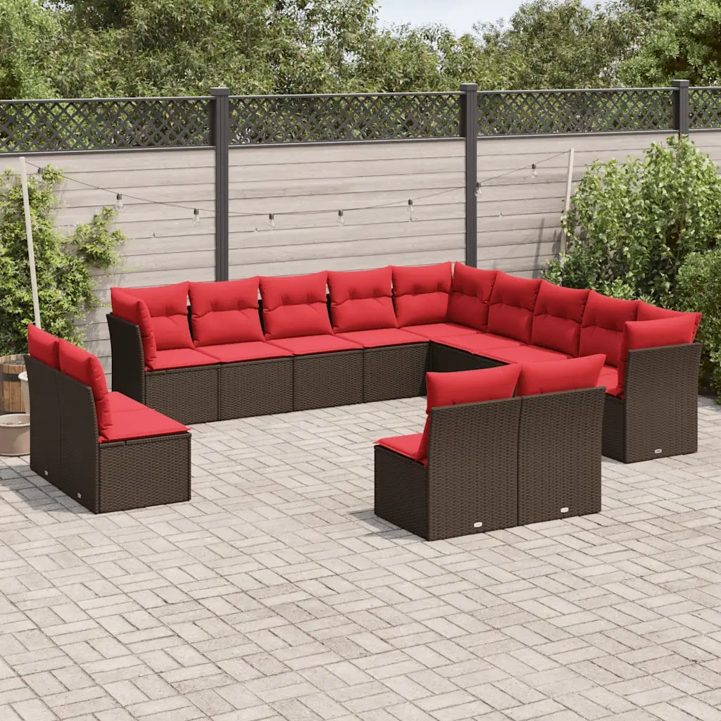 Set Divani da Giardino 13 pz con Cuscini Marrone in Polyrattan 3218494