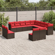 Set Divani da Giardino 13 pz con Cuscini Marrone in Polyrattan 3218494