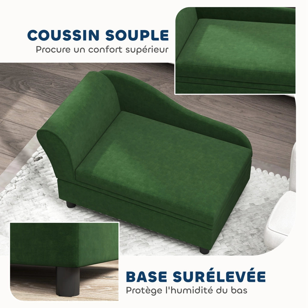 Divano per cani e gatti con contenitore ¨C zephmum ¨C verde 76x45x43 cm