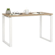 Scrivania Pierrot, Scrittoio multiuso, Tavolo per ufficio porta PC, Piano di lavoro, 120x60 h76 cm, Rovere e Bianco