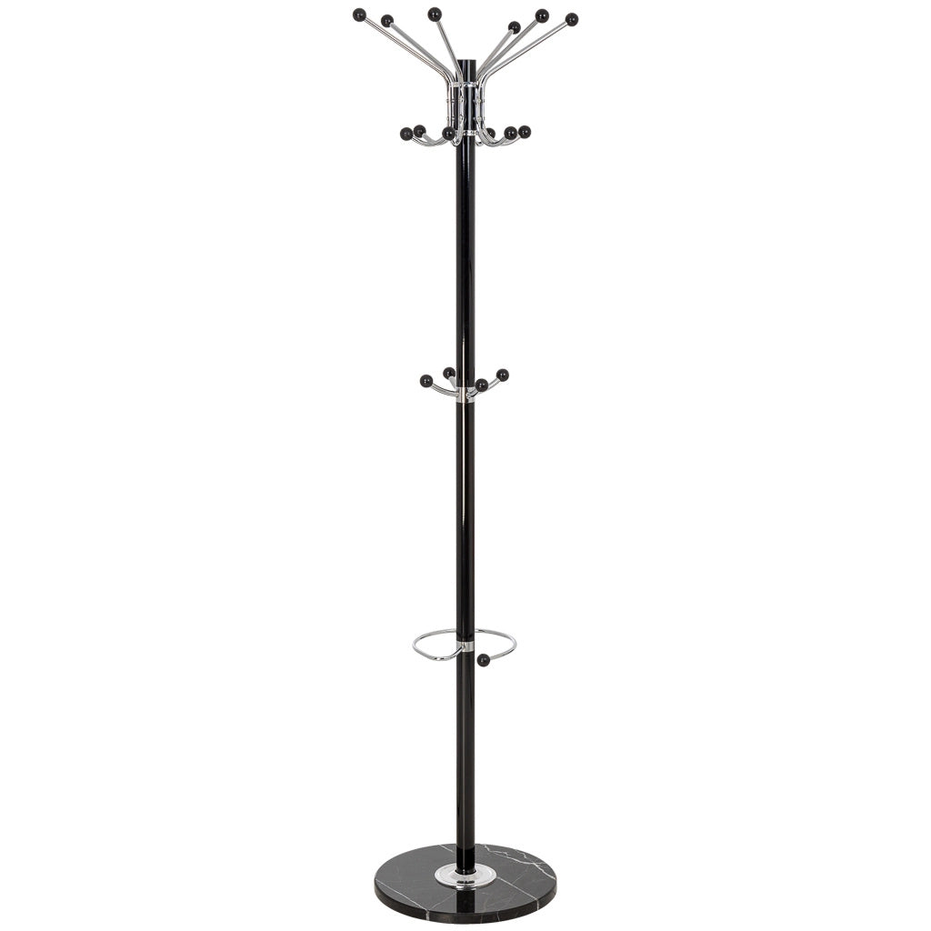 Perchero de metal negro con paraguero y 6 ganchos D36x175h cm