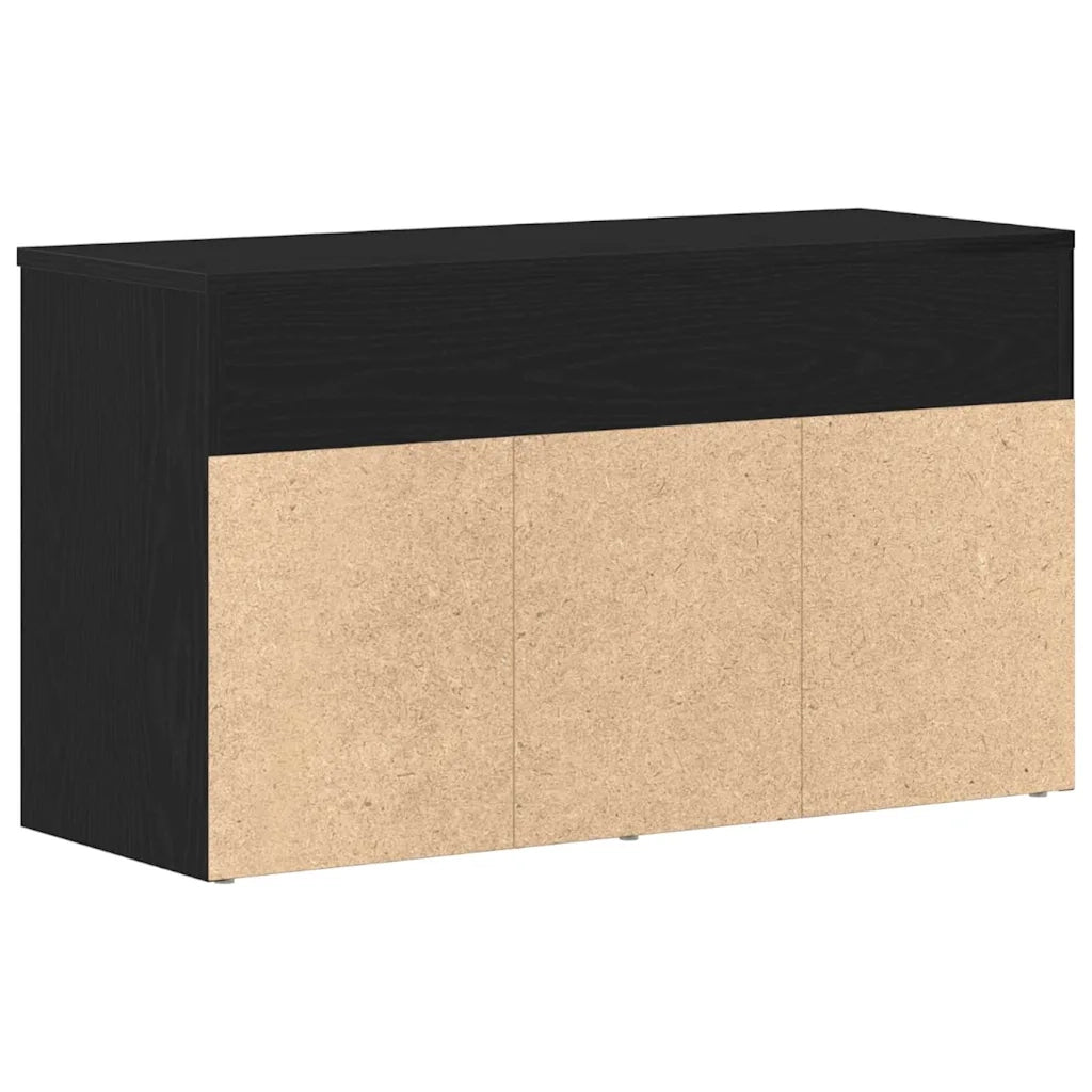 Panca per scarpe-Sgabello-Panca da Corridoio Rovere Nero 80 x 30 x 45 cm Legno multistrato