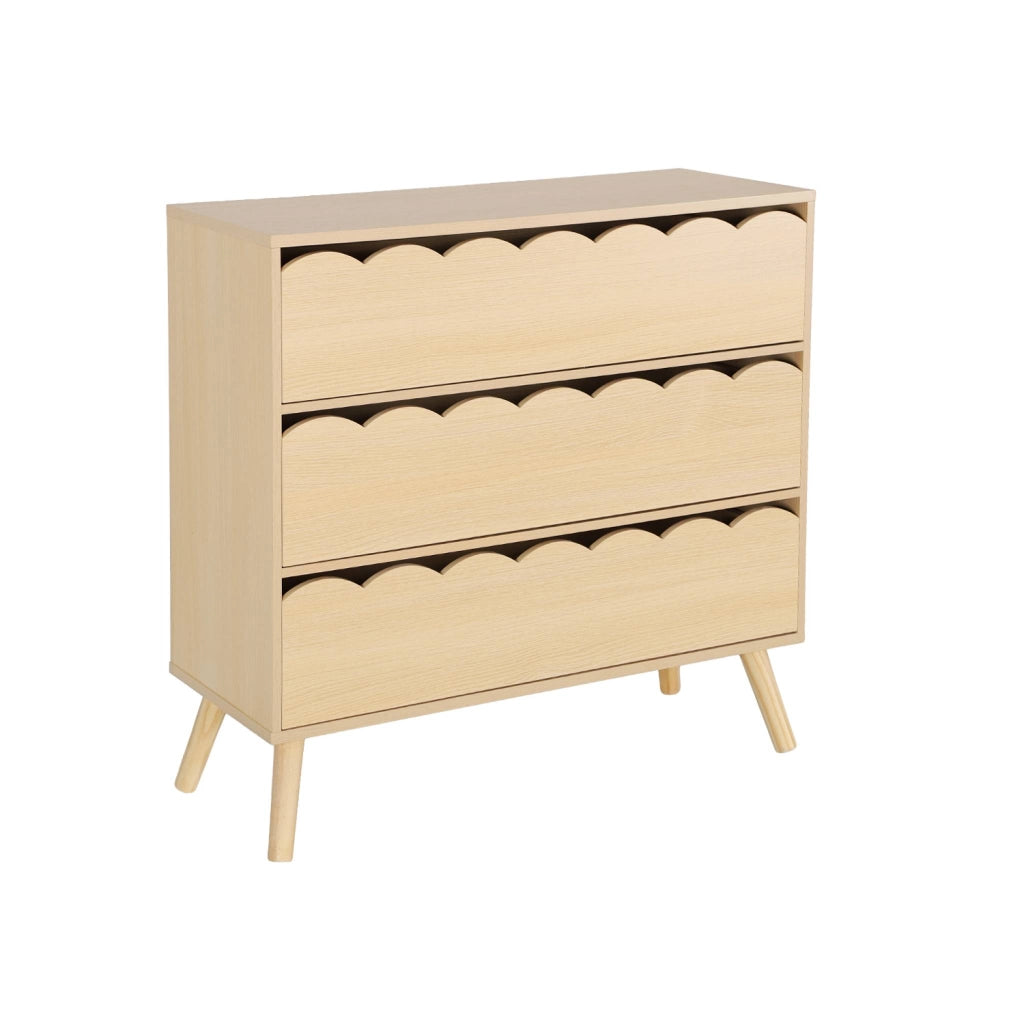 Cassettiera per bambini effetto legno 3 cassetti, marrone naturale