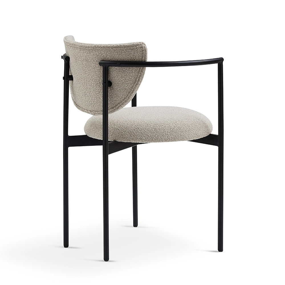 Sedia da pranzo Lunar con braccioli - Xylo - 54x47x76 cm - Kaki - Struttura in metallo nero, confort ergonomico