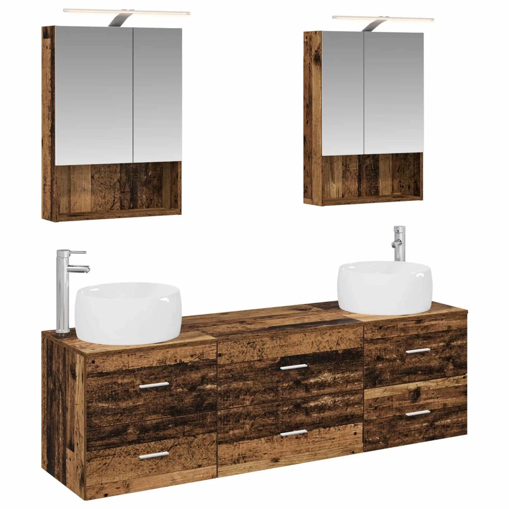 Set di mobili per il bagno 5 pcs Legno antico 3407005