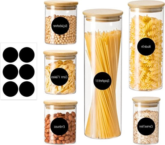 Set di 6 contenitori in vetro con coperchio - 300 ml (3 pezzi) 500 ml 1000 ml 2100 ml