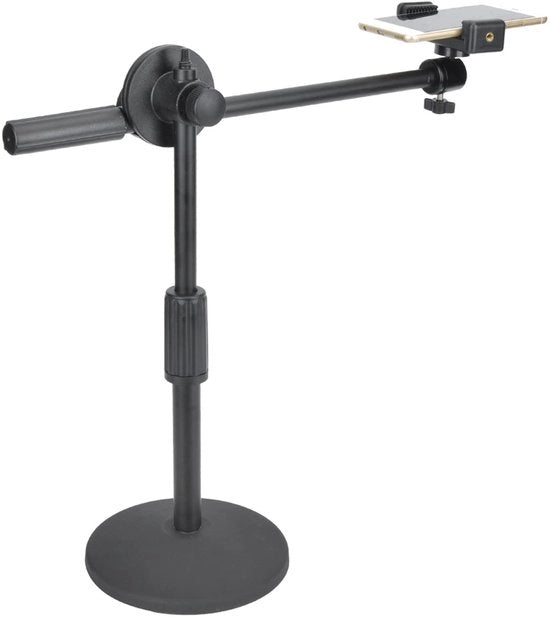 Supporto fotografico 360° girevole - Beugel per telefoni - Supporto per video live - Supporto retrattile per fotocamera - Realizzato in metallo - Adatto per telefoni cellulari da 5,3-10 cm - Supporto per telefoni cellulari