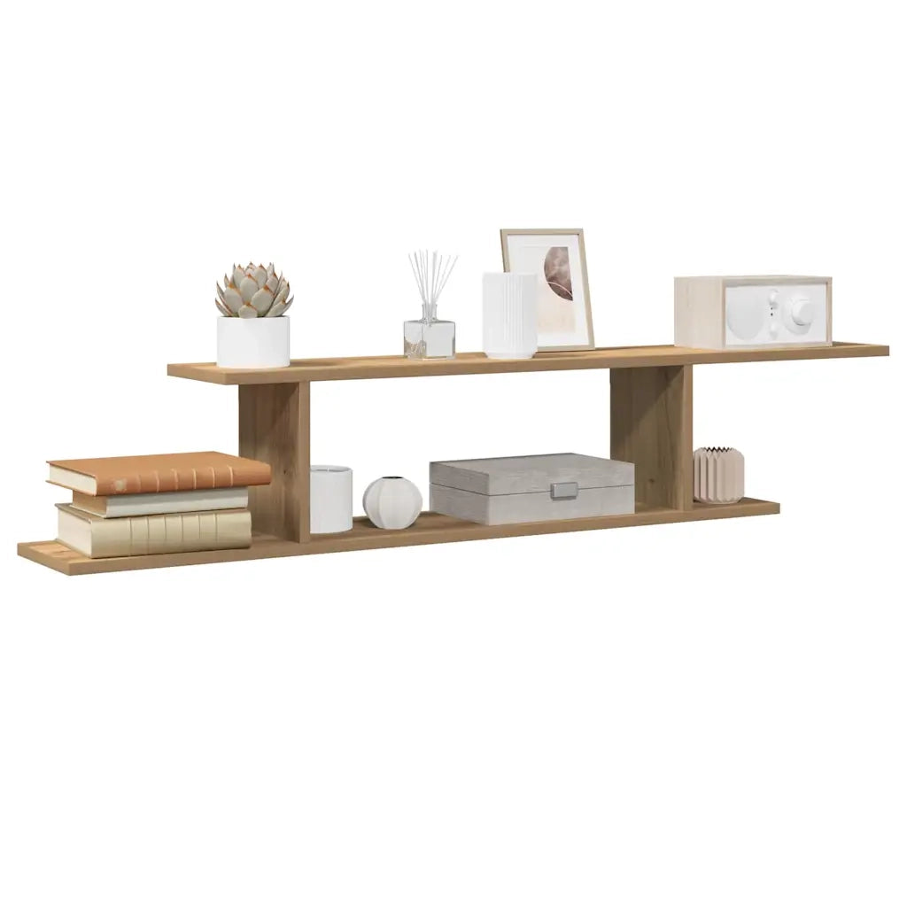 Scaffale TV Parete Rovere Artigianale 125x18x23 cm Truciolato