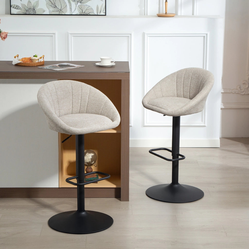 Sgabelli da Bar Set 2 Pezzi Altezza Regolabile Seduta Girevole ¨C Zephmum ¨C Tessuto Beige