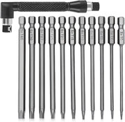 Set di 11 pezzi di bit per Torx in acciaio S2 da 100 mm - T6 a T40 - 1/4 pollice lunghezza - bit magnetico con sicurezza Torx per set di manici per elettrici e manuali + astuccio per bit a forma di L