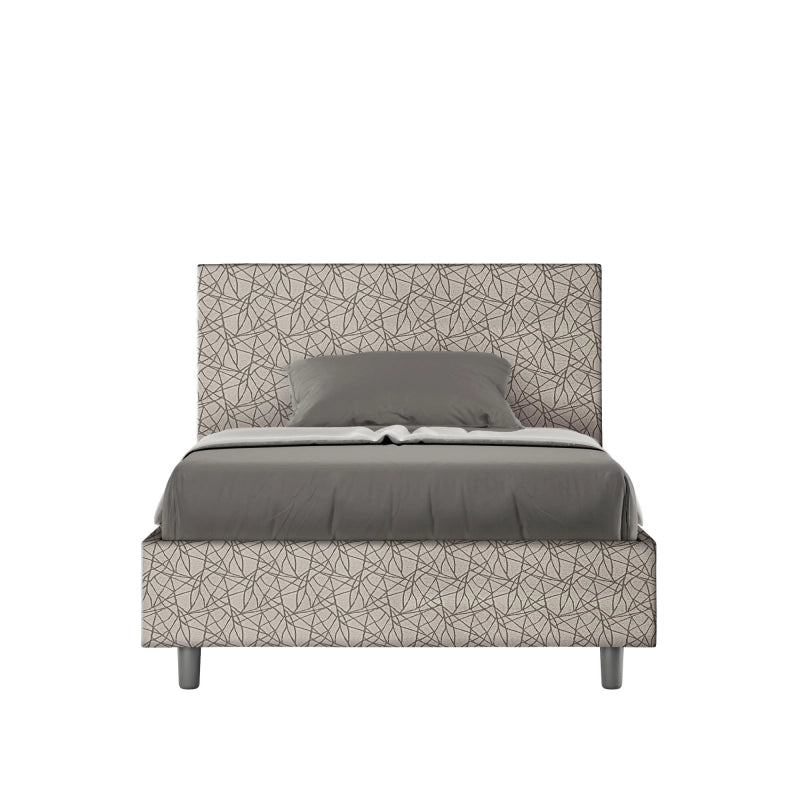 Letto imbottito 1 piazza e mezza 120x210 cm tessuto Era Adele - Senza rete,Grigio