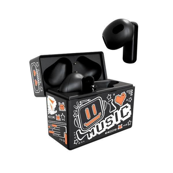 Cuffia auricolare Wireless Techmade Earbuds Yellow - Auricolari in-ear senza fili Bluetooth - Pattern Arancione