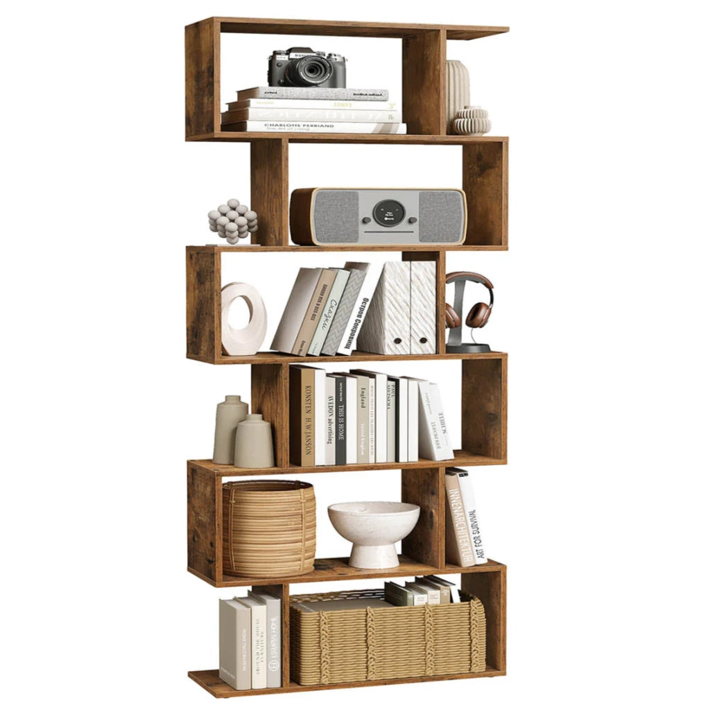 Libreria moderna a 6 ripiani divisorio per soggiorno camera da letto ufficio bianco 12_0004219