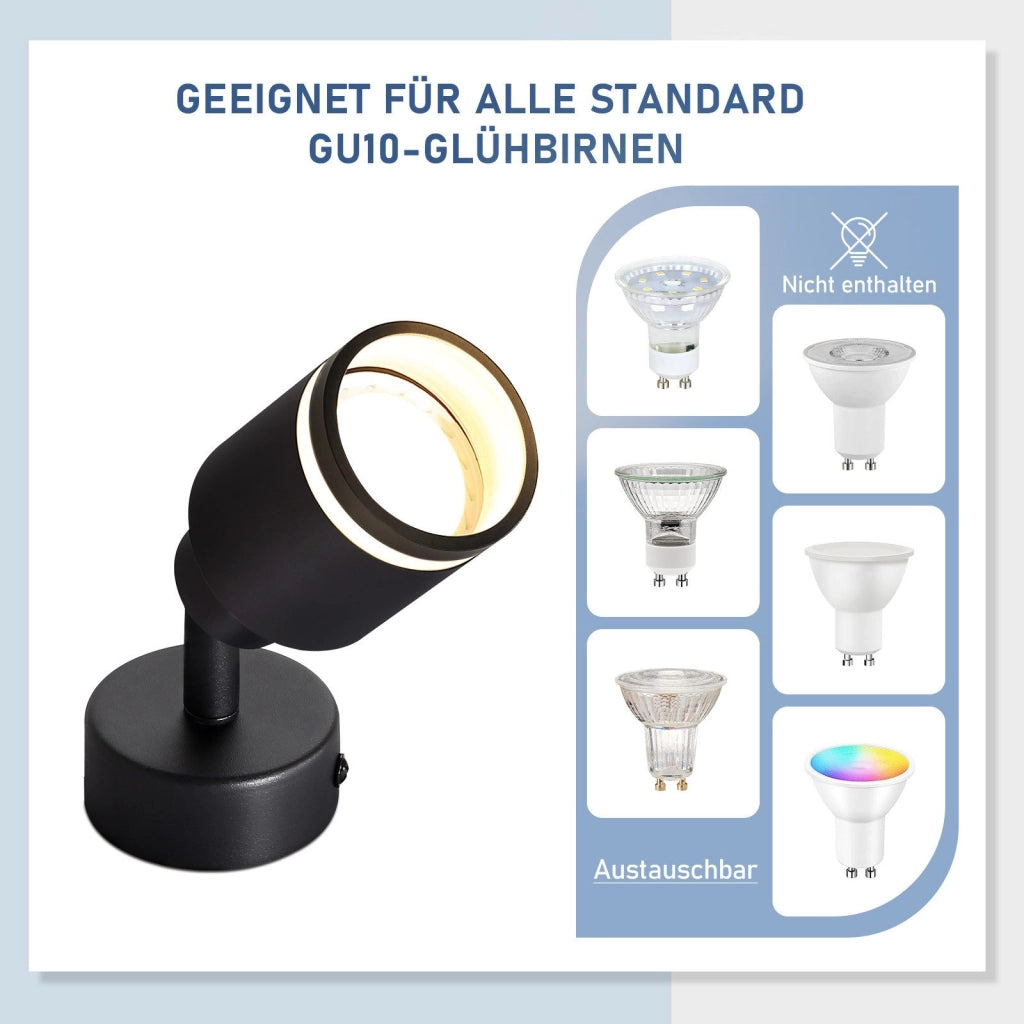 ZMH Faretto da soffitto moderno plafoniera nera 1 lampadina orientabile in metallo GU10