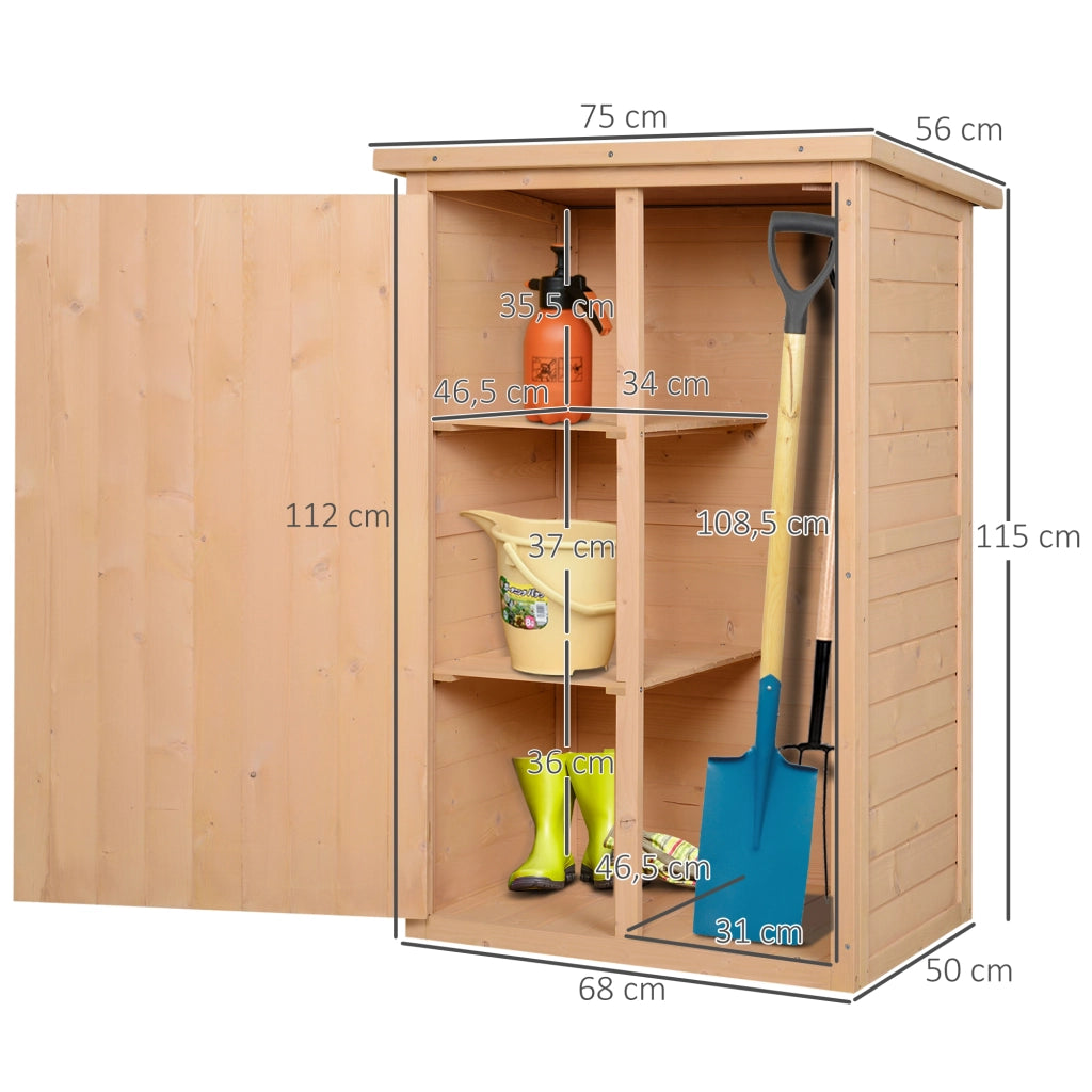Armadio da giardino in legno per esterno con 2 ripiani ¨C zephmum ¨C 75x56x115cm