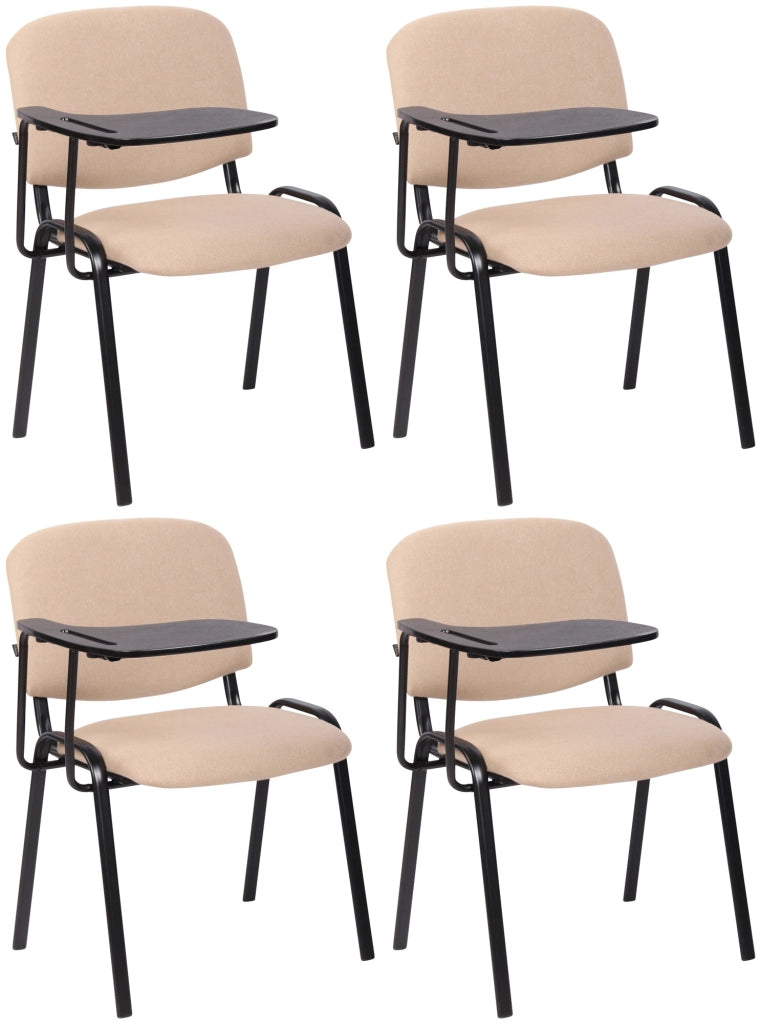 Set di 4 sedie Ken in tessuto con tavolo pieghevole crema