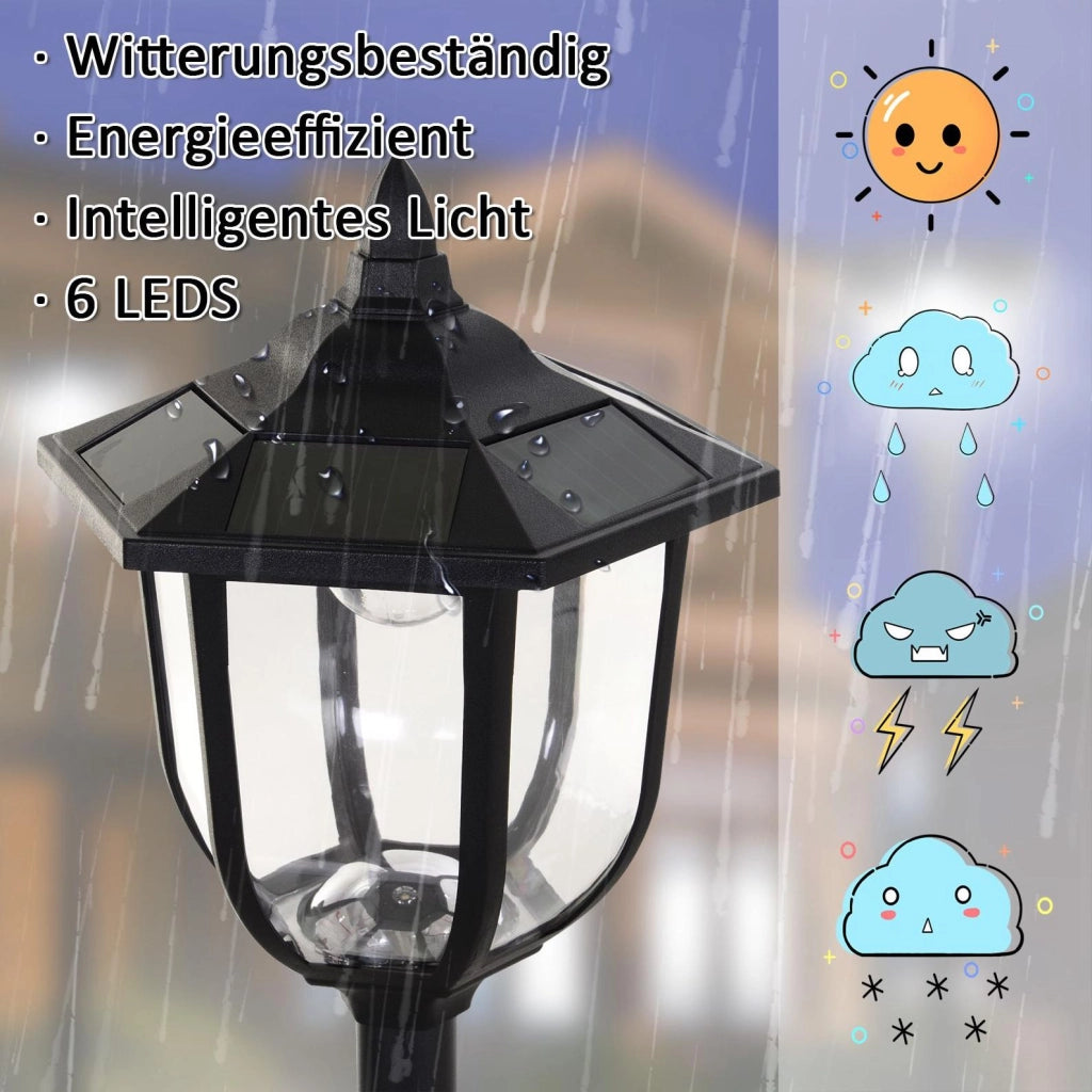 Lampada solare LED da esterno con 6 LED e luce a fiamma