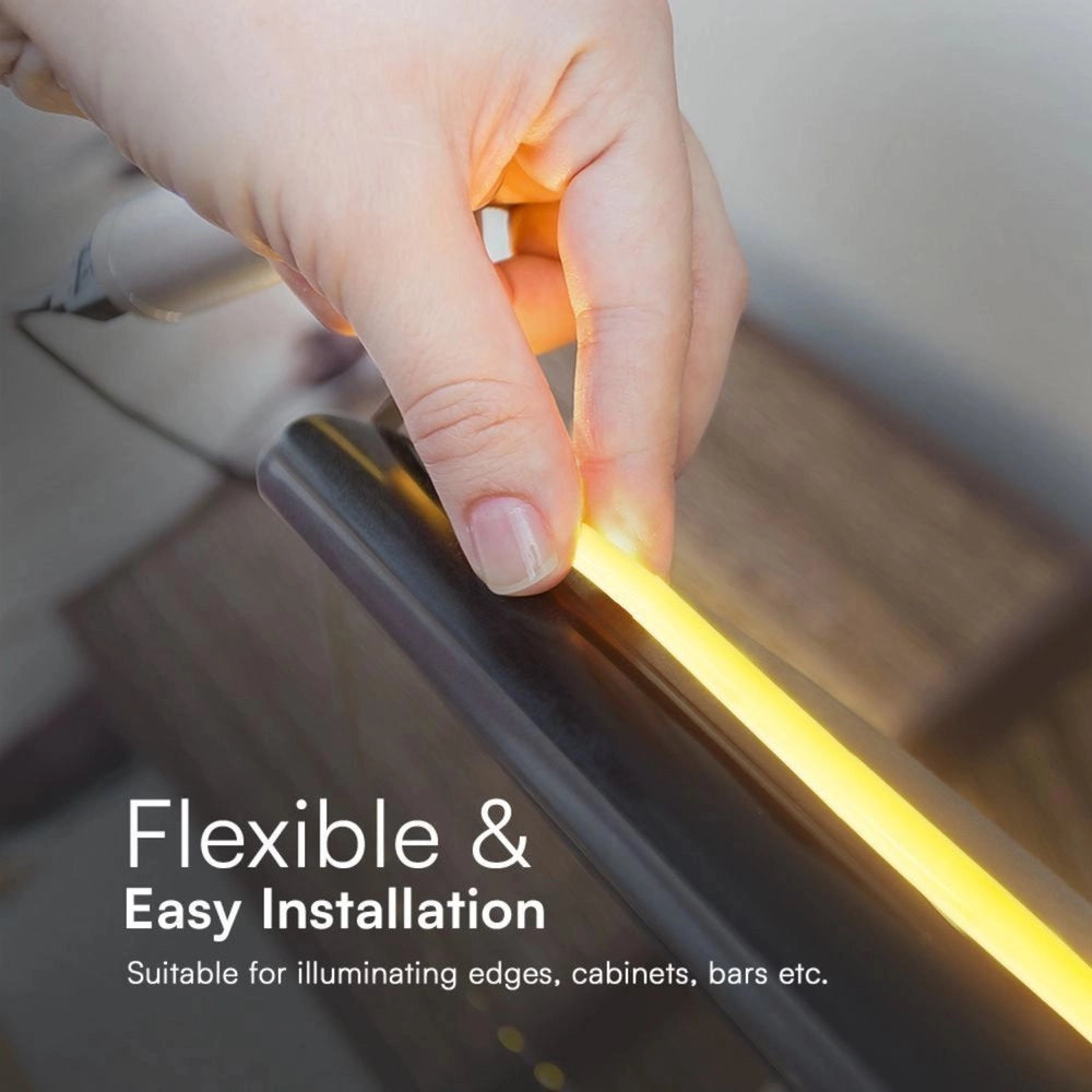 Striscia LED COB 220V 12.5W/m IP65, Bobina 10m con Spina Schuko (Bianco Neutro 4000K)