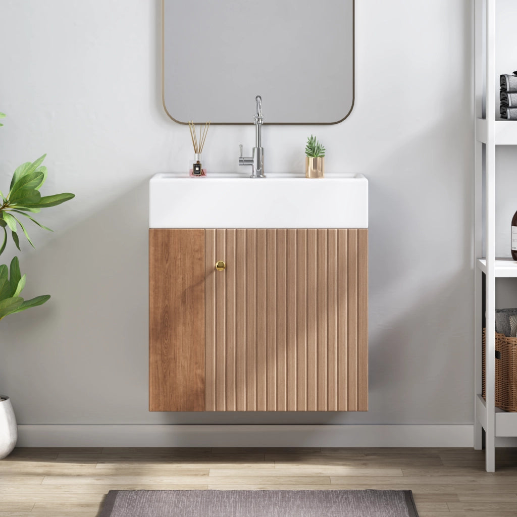 LAVABO con mobile bagno 55 cm Marrone MDF