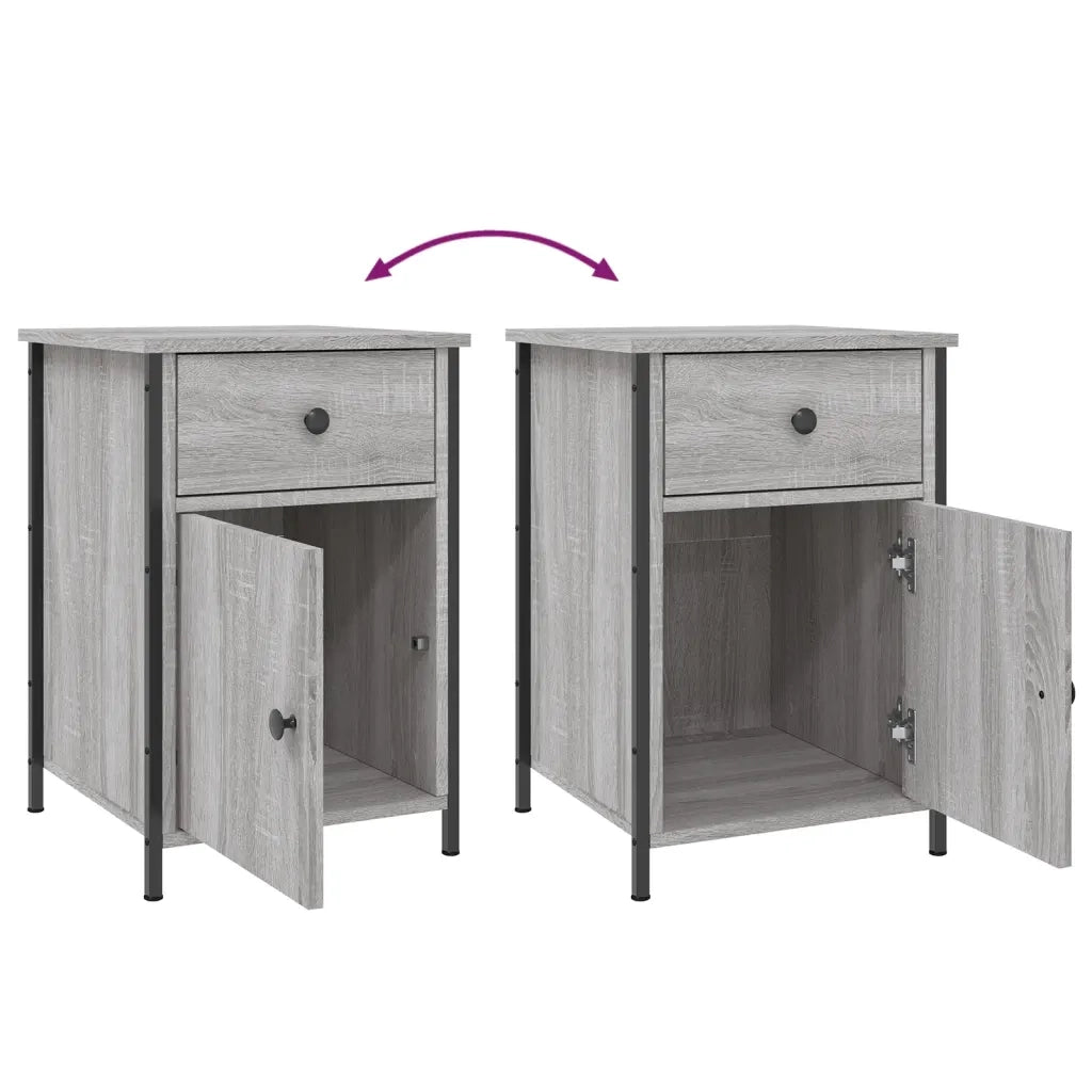 Set di 2 Comodini | Armadio da Notte | Mobiletto da notte Grigio Sonoma 40x42x60 cm in Legno Multistrato