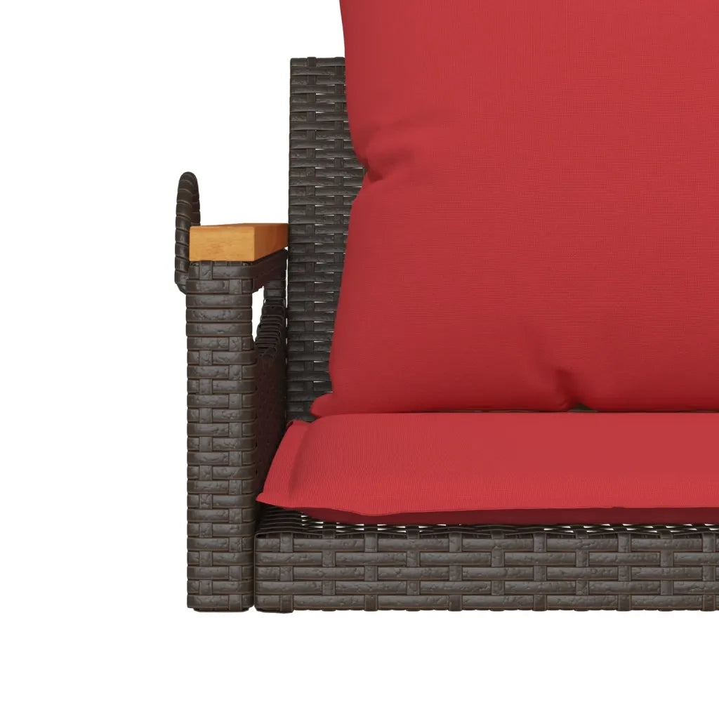 Panchina Dondolo con Cuscini Marrone 63x62x40 cm in Polyrattan