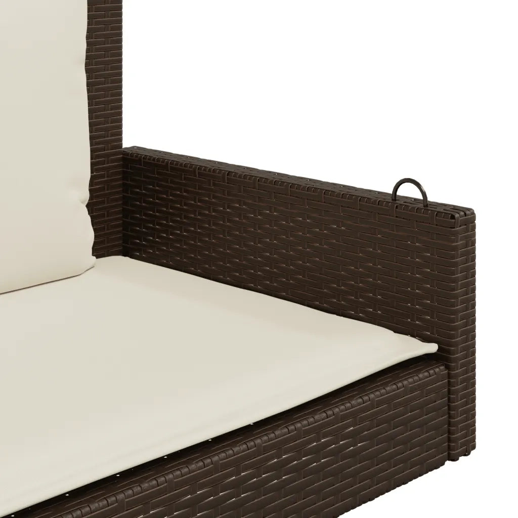 Panca da Giardino | Panchina a Dondolo con Cuscini Marrone 119x56x48 cm Polyrattan
