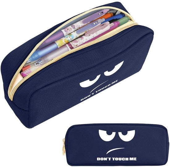 Etui con grande capacità, tasapenna, etui per scuola e ufficio, blu scuro (Non toccare)