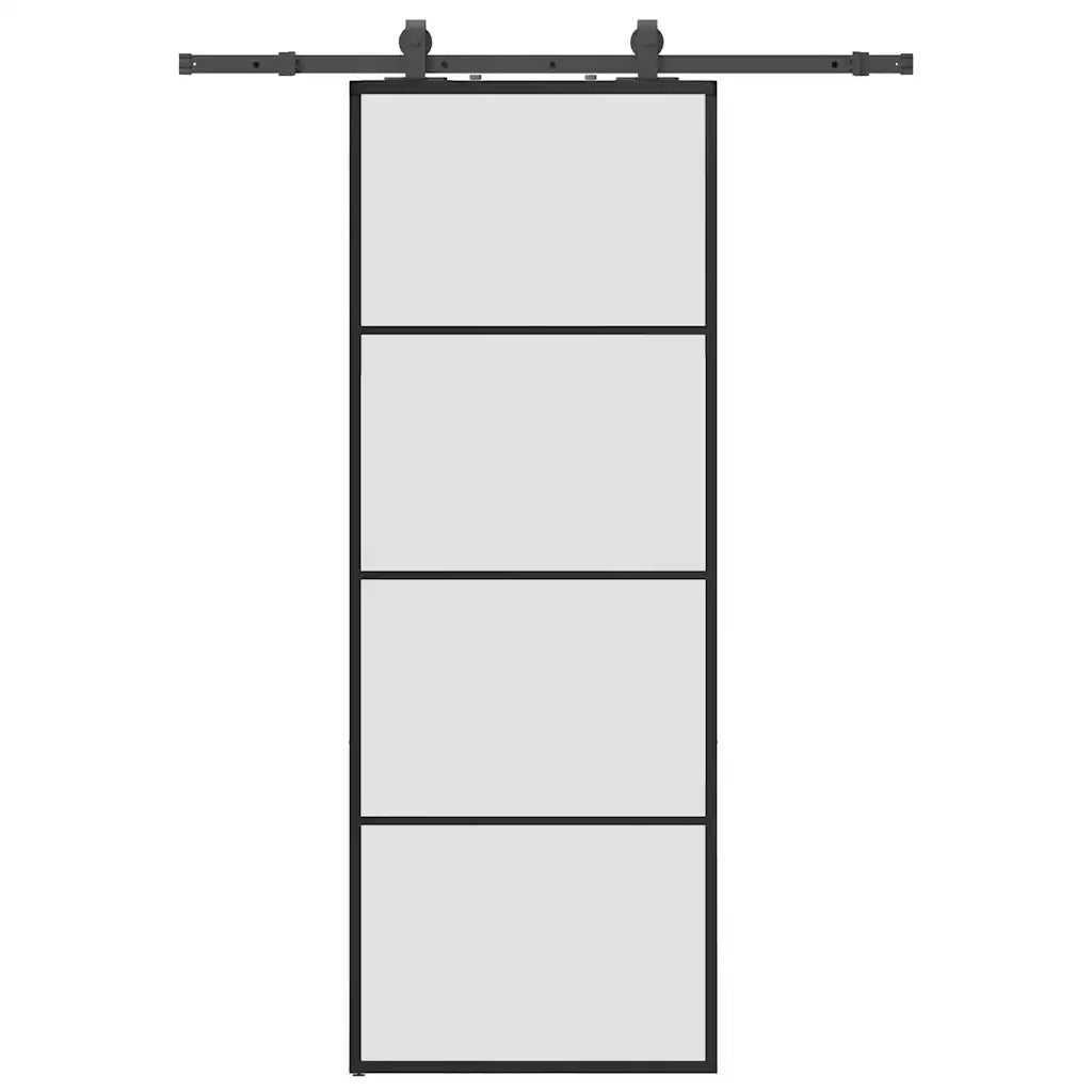 Porta Scorrevole con Ferramenta Nera 76x205 cm in Vetro ESG