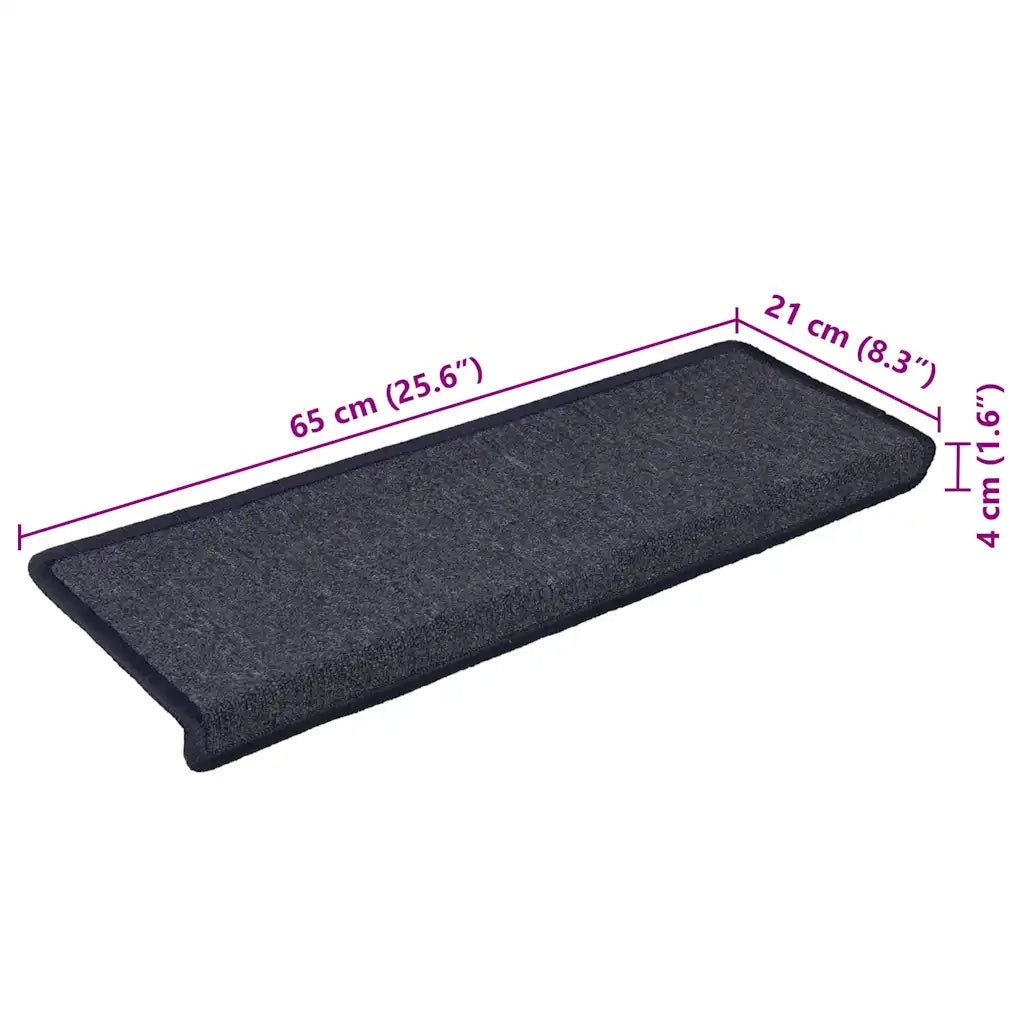 Tappetini per scale 30 pz 65x21x4 cm Grigio scuro e blu con bordo rettangolare 3365775