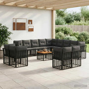 Set di divani da esterno 14 pcs Nero e Grigio scuro Poliestere 3437615