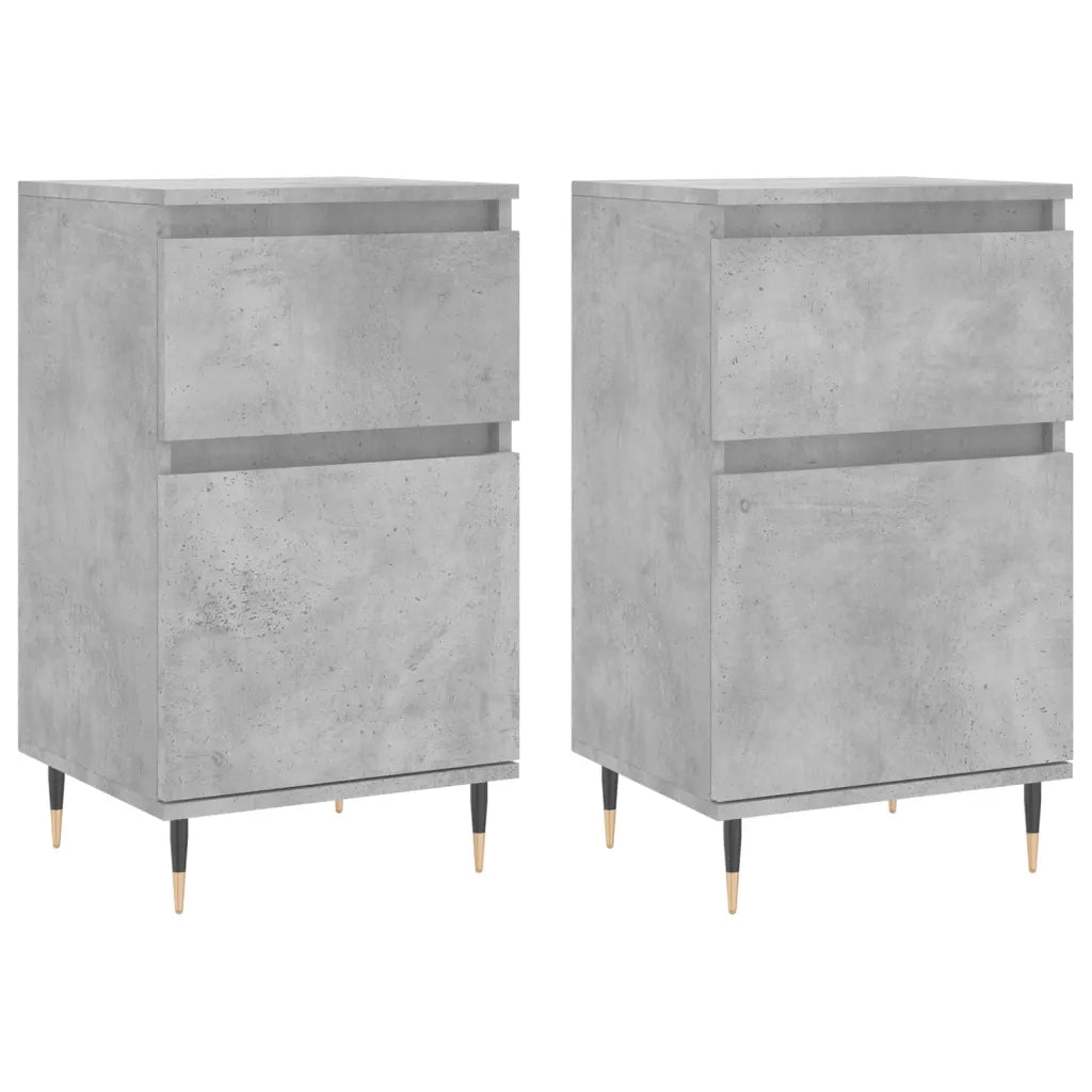 Credenze 2 pz Grigio Cemento 40x35x70 cm in Legno Multistrato