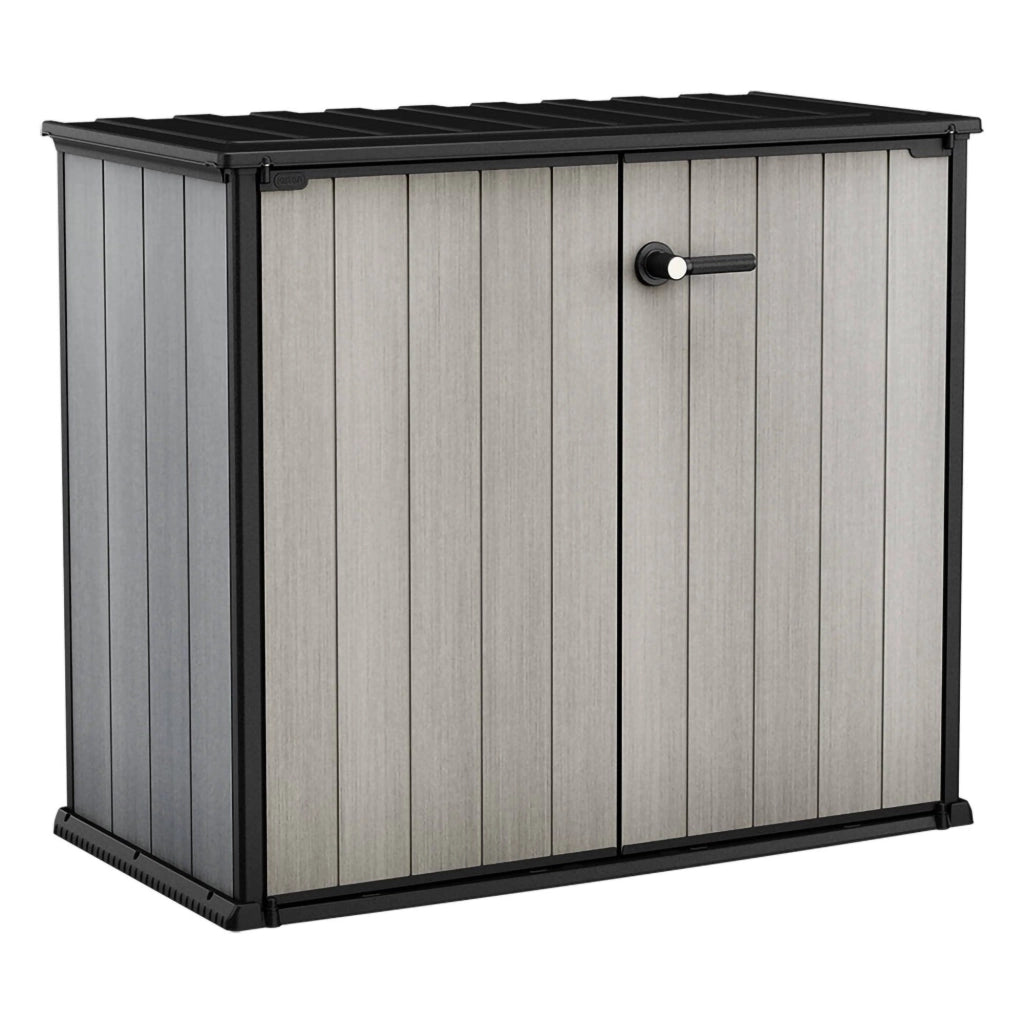Armadio da esterno Kindersley, Mobile outdoor, Mobiletto giardino multiuso, Contenitore per balcone o garage, 140x77 h120 cm, Grigio