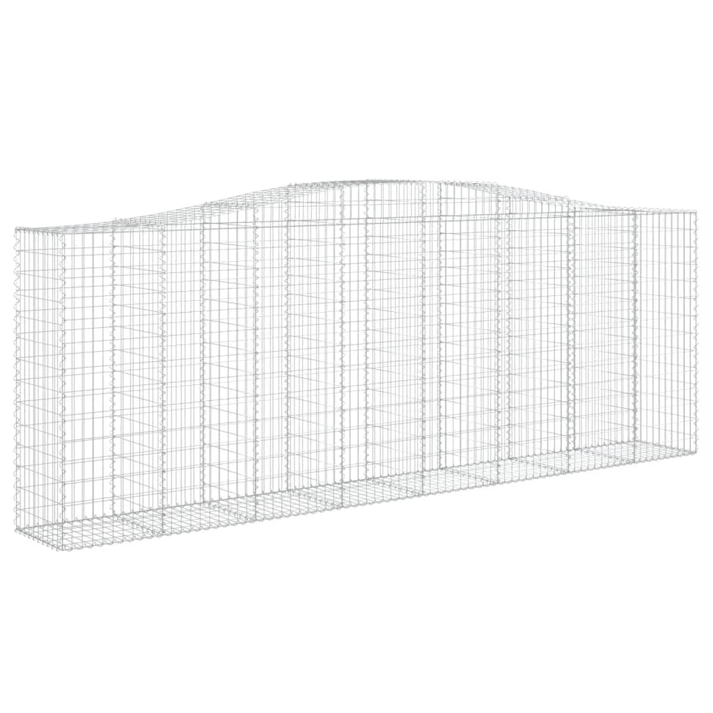 Cestini gabbioni recinzione a gabbia muro di contenimento ad arco 6 pezzi 400 x 50 x 140/160 cm ferro zincato argento 02_0041051
