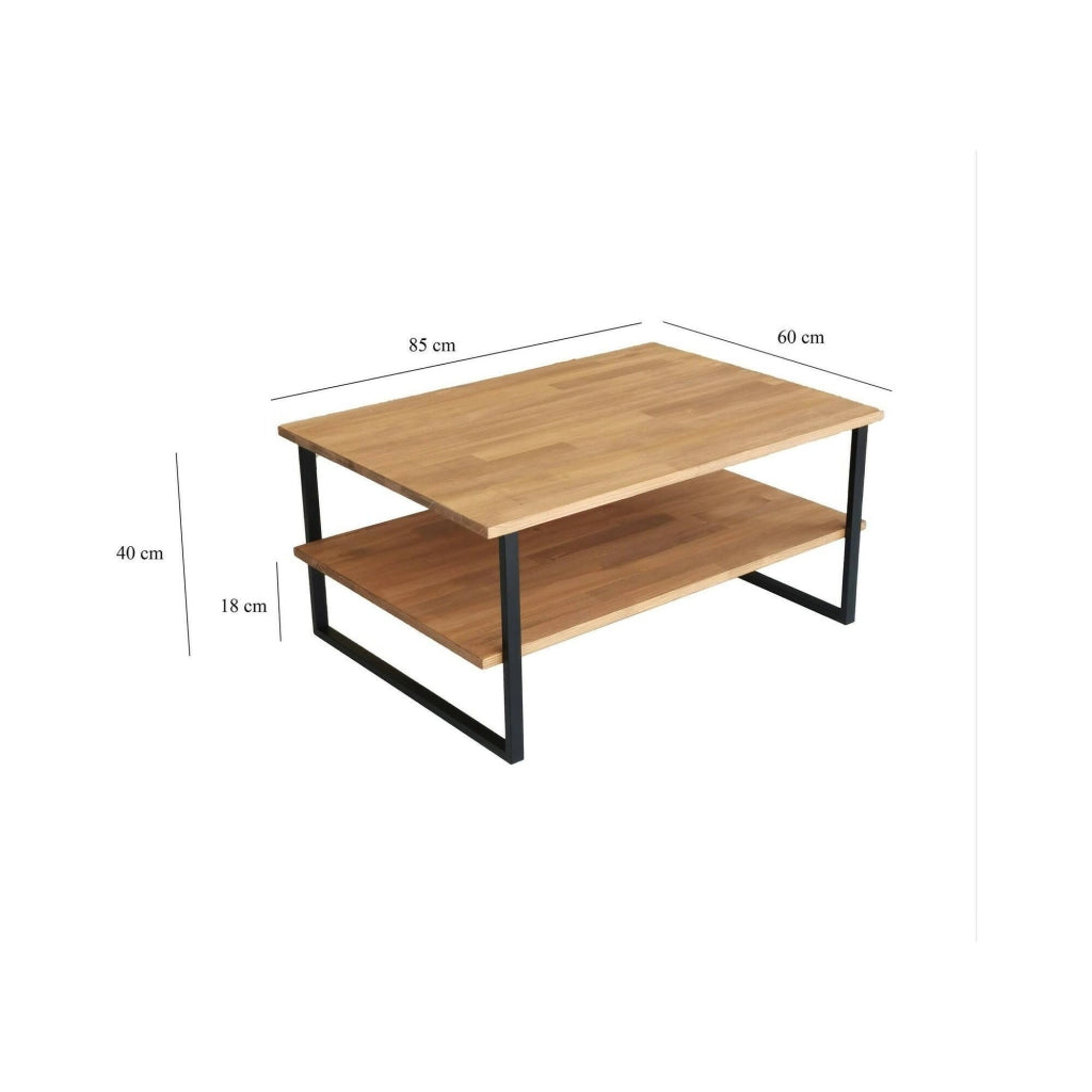 Tavolino da salotto Aprica, Tavolo basso da caffè, Portariviste per divano, Ripiano da soggiorno, 85x60h40 cm, Quercia