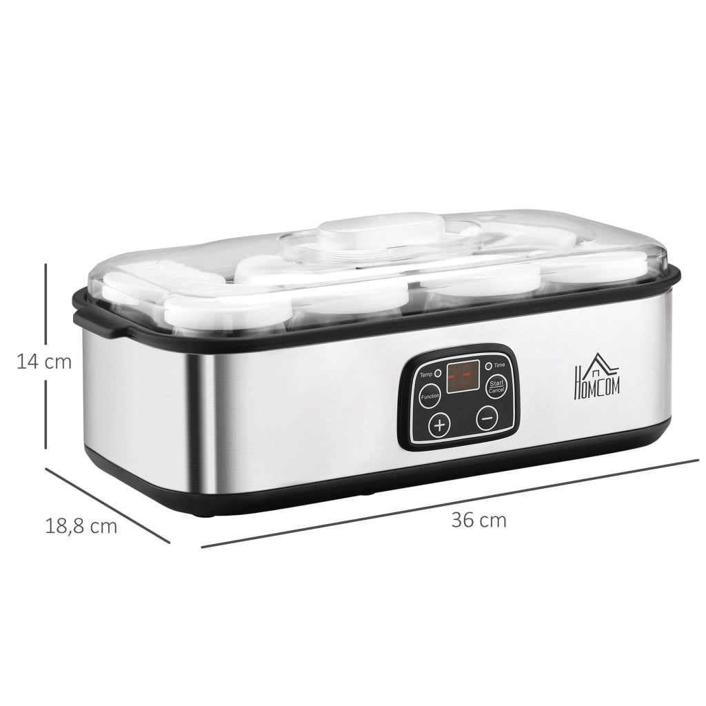 Yogurtiera Elettrica ¨C Zephmum ¨C Argento 25W 1.4L con 8 vasetti di vetro