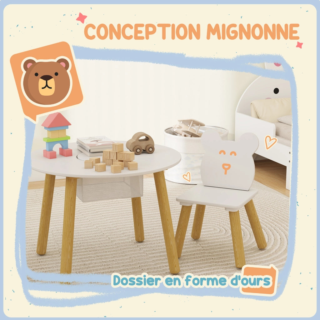 Tavolo da pranzo per bambini ¨C Minimal ¨C rotondo, bianco, con sedie