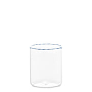 Set 6 Bicchieri Tumbler Intrecci in Vetro Borosilicato Soffiato a Mano, Finitura Bianco e Blu, Design Elegante e Resistente agli Shock Termici
