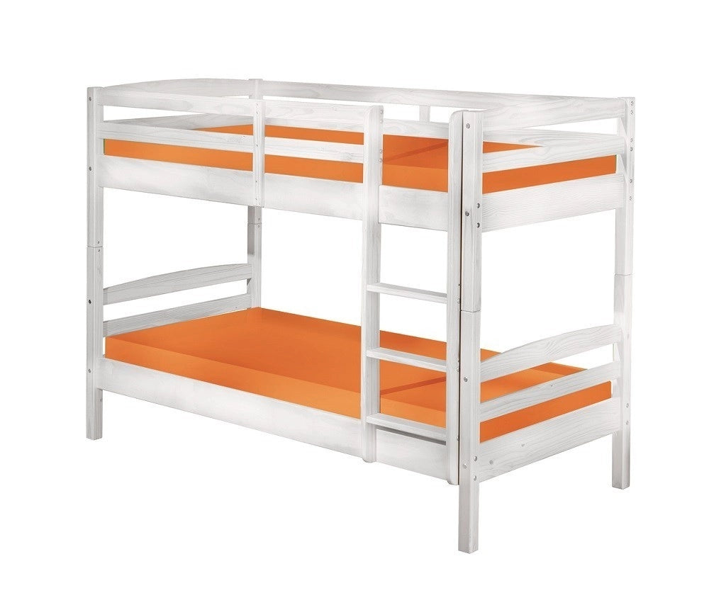 LETTO A CASTELLO ANNIKA 90x200 PINO MASSELLO BIANCO DIVISIBILE IN 2 LETTI DOGHE INCLUSE