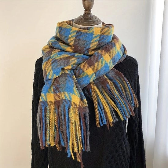 Sciarpa bohemien con pizzo a pennello | Sciarpa calda per donne invernali | Lavabile a mano e casual