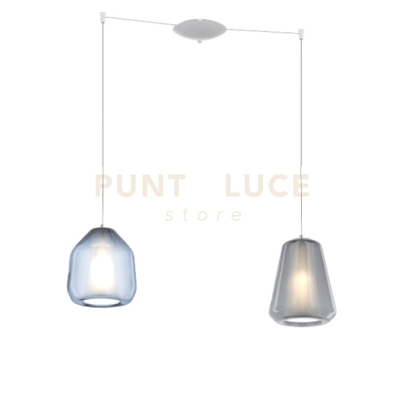 SOSPENSIONE BIANCO 2 LUCI SPOSTABILE VETRI BETA BL + GAMMA FU 1176BI-S2 S BG-MC