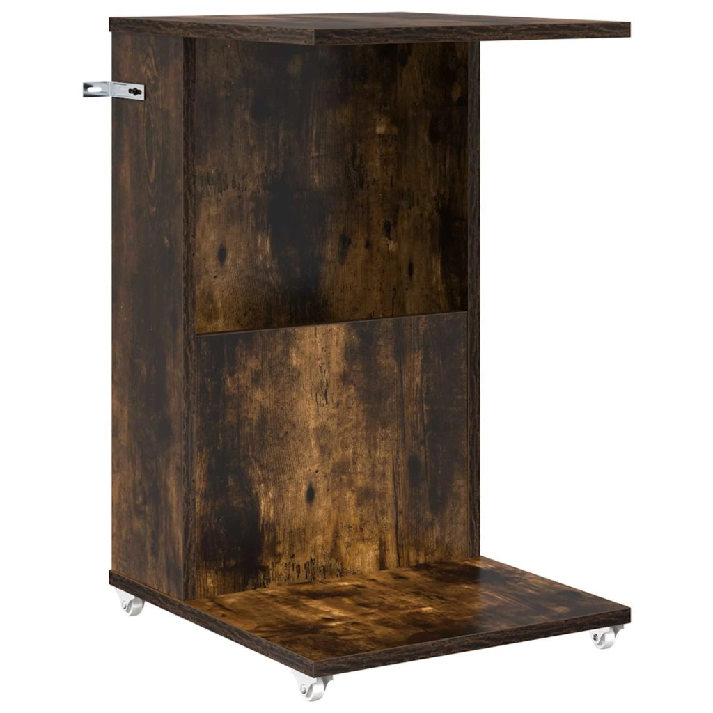 Tavolo laterale con ruota Rovere fumé 40 x 35 x 60 cm 8000376