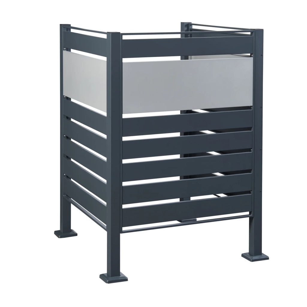 Contenitore per rifiuti in acciaio zincato 120 x 91 x 91 cm antracite argento 03_0009095