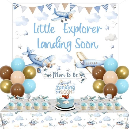 Decorazioni per Festa di Benvenuto al Bambino Tema Vittoriano - Banner di Sfondo - Decorazione per Torta - Decorazioni per Cupcake - Tovaglia da Tavola - Palloni - Decorazioni per Festa di Benvenuto al Bambino