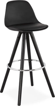 Barstolo Alto Parvati - Altezza 75cm - Nero - Set di 1 - Cucina - Sedili Bar - Con schienale - Pelle Artificiale - Struttura Nero
