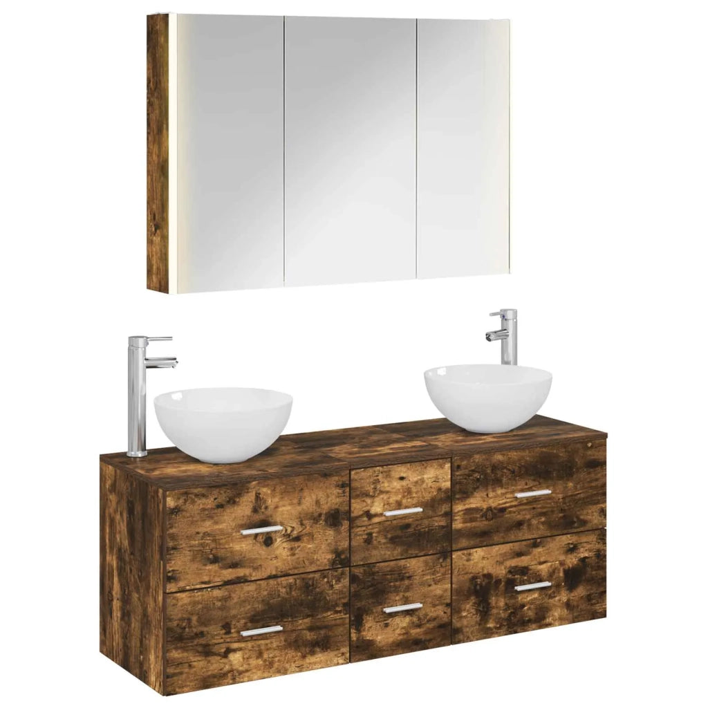 Set di mobili per il bagno 4 pcs Rovere Fumo 3406747