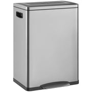 Bidone Rifiuti con Coperchio e Pedale ¨C zephmum ¨C Acciaio Inossidabile 2x20L Argento