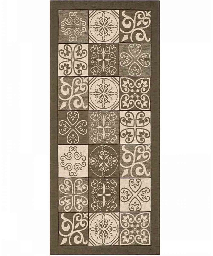 Tappeto disegno MAIOLICA FANGO decorazione piastrelle ceramica, passatoia cucina multiuso lavabile in lavatrice e anti-scivolo cm.55x140